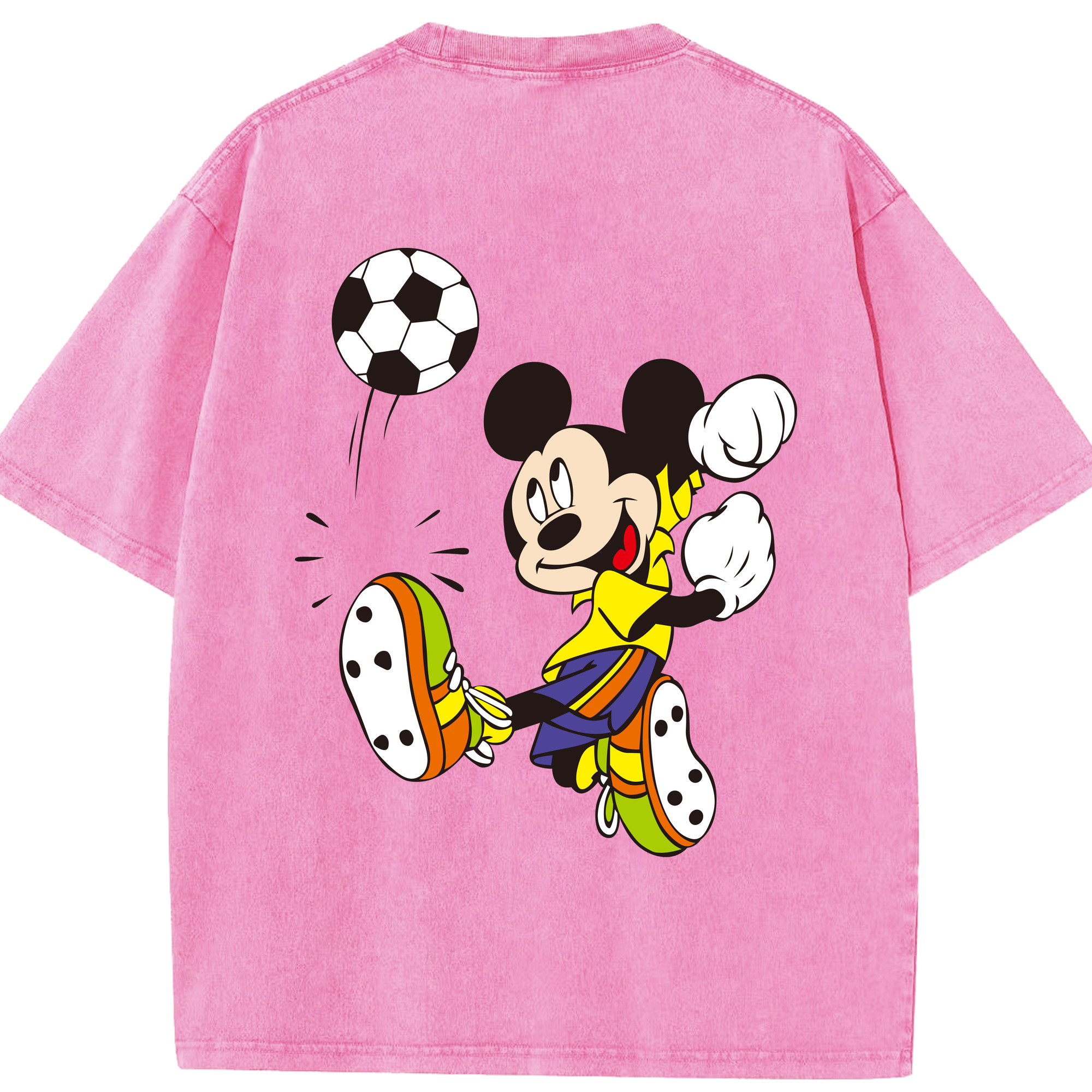 （画像用） ミッキーマウス Mickey Mouse 綿100% ヴィンテージ風 半袖Tシャツ（背面プリント）